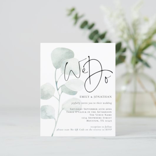 Budget Sage Eucalyptus We doen een uitnodiging voo (Staand voorkant)