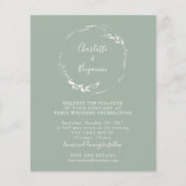 Budget Sage Floral Wreater Script Wedding Invite (Voorkant)