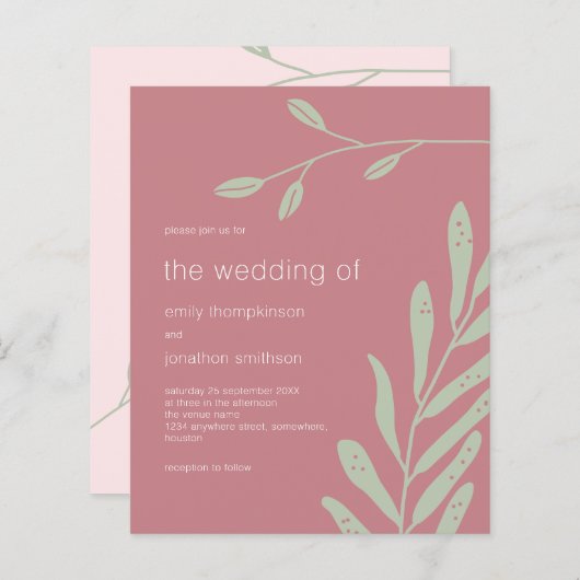 Budget Sage Foliage Dusty Roos Weddenschap (Voorkant / Achterkant)