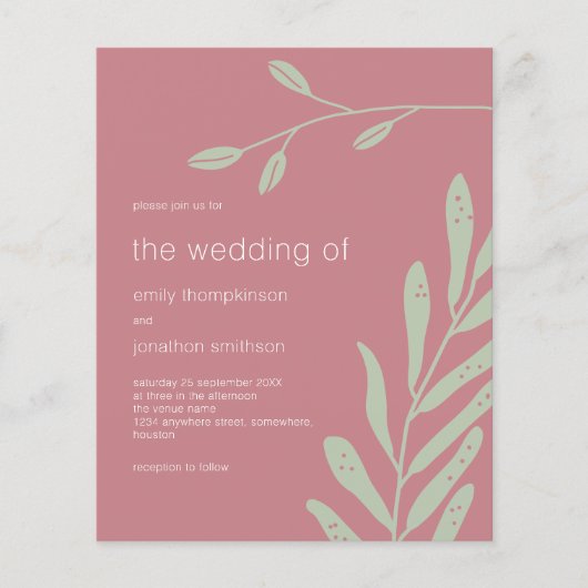 Budget Sage Foliage Dusty Roos Weddenschap (Voorkant)