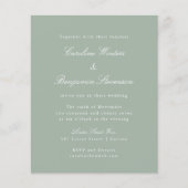 Budget Sage Formal Elegant Wedding Uitnodiging (Voorkant)