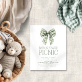 Budget Sage Gingham Bow Baby shower Picknick