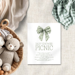 Budget Sage Gingham Bow Baby shower Picknick