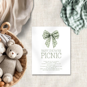 Budget Sage Gingham Bow Baby shower Picknick