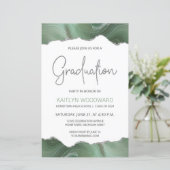 Budget Sage Green Agate Afstudeerfeest Uitnodiging (Staand voorkant)