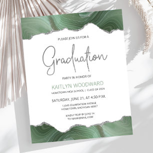 Budget Sage Green Agate Graduation Party nodigt ui