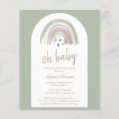 Budget Sage Green Boho Arch Baby shower Uitnodigin (Voorkant)