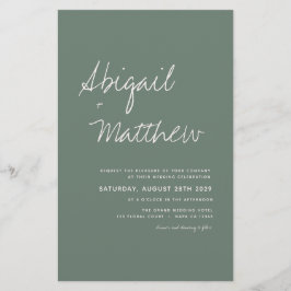 Budget Sage Green Boho Simple Wedding Invitation Flyer
