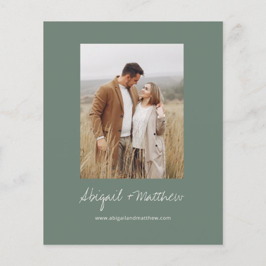 Budget Sage Green Boho Simple Wedding Invitation Flyer (Achterkant)