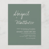 Budget Sage Green Boho Simple Wedding Invitation Flyer (Voorkant)