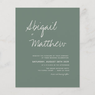 Budget Sage Green Boho Simple Wedding Invitation Flyer
