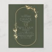 Budget Sage Green Botanical Gold Lijst Wedding (Voorkant)