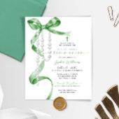 Budget Sage Green Bow Eerste Communie Uitnodiging