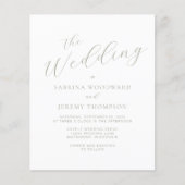 Budget Sage Green Calligraphy Wedding Invitation (Voorkant)