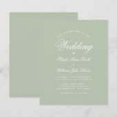 Budget Sage Green Calligraphy Wedding Invitation (Voorkant / Achterkant)