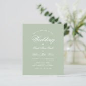 Budget Sage Green Calligraphy Wedding Invitation (Staand voorkant)