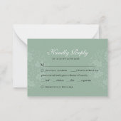 BUDGET Sage Green Chinoiserie Chic Wedding RSVP Notitiekaartje (Achterkant)