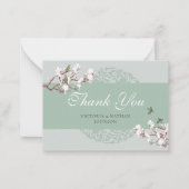 BUDGET Sage Green Chinoiserie Weddenschap Bedankt Notitiekaartje (Voorkant)