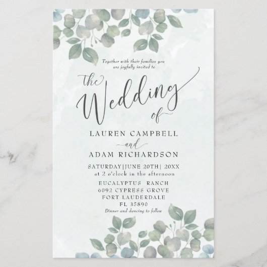 Budget Sage Green Eucalyptus Waterverf Weddenschap (Voorkant)