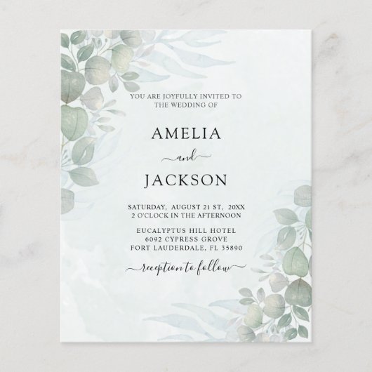 Budget Sage Green Eucalyptus Weddenschap (Voorkant)