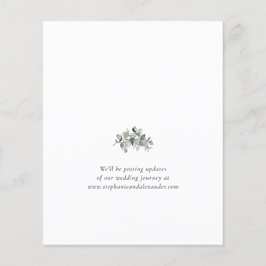 Budget Sage Green Eucalyptus Wedding Save the Date (Achterkant)