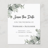 Budget Sage Green Eucalyptus Wedding Save the Date (Voorkant)