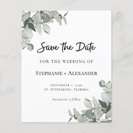 Budget Sage Green Eucalyptus Wedding Save the Date
