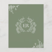 BUDGET Sage Green Floral Crest Monogram Huwelijk (Achterkant)