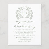 BUDGET Sage Green Floral Crest Monogram Huwelijk (Voorkant)