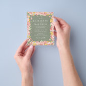 Budget Sage Green Floral Wildflower QR-code Flyer (Hand)