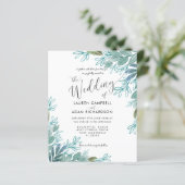 Budget Sage Green Foliage Weduwen Uitnodiging (Staand voorkant)