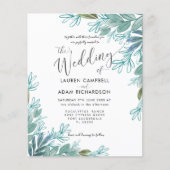 Budget Sage Green Foliage Weduwen Uitnodiging (Voorkant)