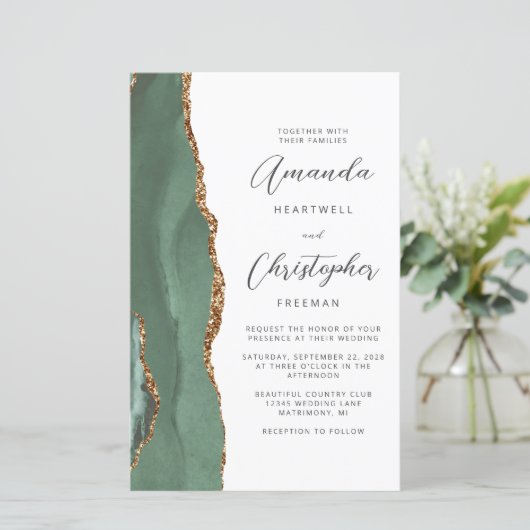 Budget Sage Green Gold Agaat QR Code Trouwen (Staand voorkant)