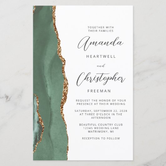 Budget Sage Green Gold Agaat QR Code Trouwen (Voorkant)