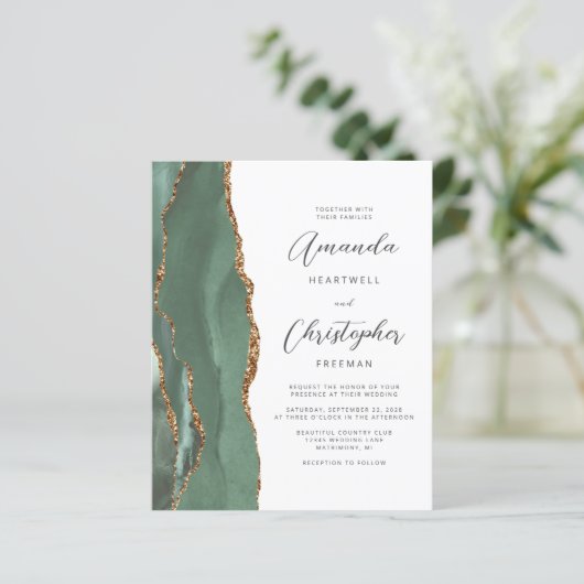 Budget Sage Green Gold Agaat QR Code Trouwen (Staand voorkant)