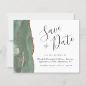 Budget Sage Green Gold Agaat Save the Date (Voorkant)