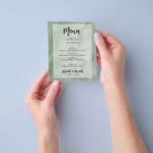 Budget Sage Green Gold Marble Wedding Menu (Hand)