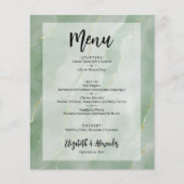 Budget Sage Green Gold Marble Wedding Menu (Voorkant)
