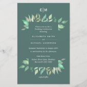 BUDGET Sage Green Greenery Leaves Wedding Invite (Voorkant)