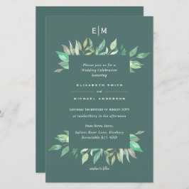 BUDGET Sage Green Greenery Leaves Wedding Invite