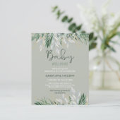Budget Sage Green Leaves Baby shower nodigt uit (Staand voorkant)