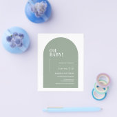 Budget Sage Green Minimale Arch Oh Baby shower Flyer (Enkel)