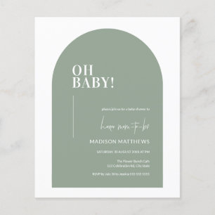 Budget Sage Green Minimale Arch Oh Baby shower Flyer