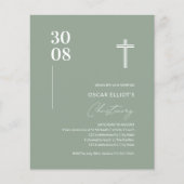 Budget Sage Green Minimalist Christening Invite (Voorkant)