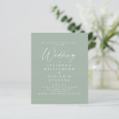 Budget Sage Green Minimalist Script Wedding Invite (Staand voorkant)