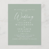 Budget Sage Green Minimalist Script Wedding Invite (Voorkant)