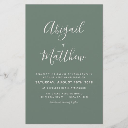 Budget Sage Green Minimalist Wedding Flyer (Voorkant)