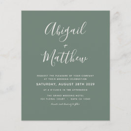 Budget Sage Green minimalist Wedding Invitation Fl Flyer