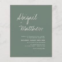 Budget Sage Green minimalist Wedding Invitation Fl