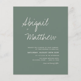 Budget Sage Green minimalist Wedding Invitation Fl Flyer